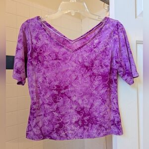 NWOT Short sleeve purple tie dye pattern Top Size S